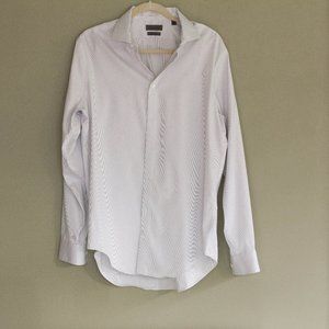 Blue & White Hairline Stripe Textured Dress Shirt